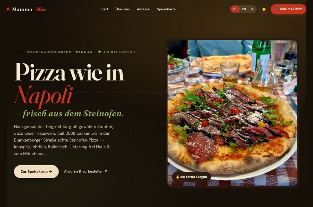 Website Pizzeria Mamma Mia
