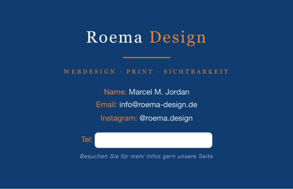Visitenkarte Roema Design
